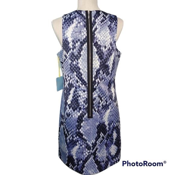 CeCe by Cynthia Steffe violet snakeskin print sleeveless crewneck classic dress - Picture 6 of 8